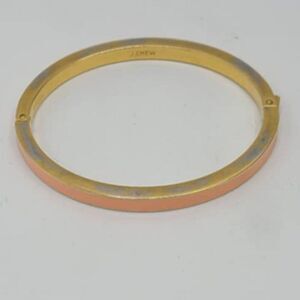 J Crew Thin Pink Enamel Gold Tone Hinged Bangle